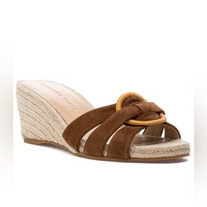 Veronica Beard Ivy Suede & Raffia Wedge Sandals Hazelwood Espadrille 7
